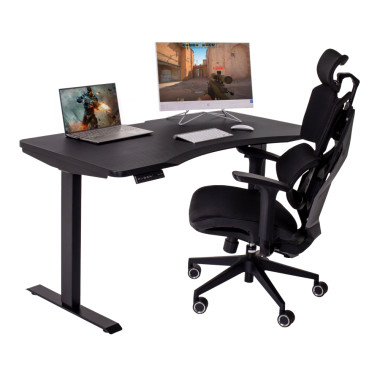Стол игровой с электроприводом LA-T33- E5A(МДФ карбон, черное),высота 70-120 см,столешница 140*70 см &mdash; Аэлита